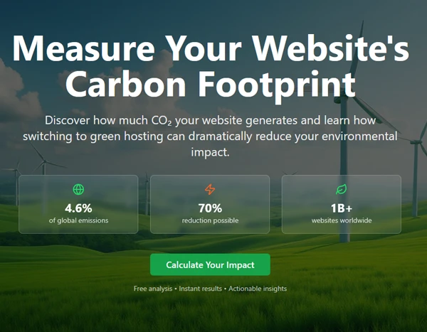 Eco-friendly green hosting data center visualization powered by wind and solar energy, representing ISBS sustainable digital infrastructure standards.